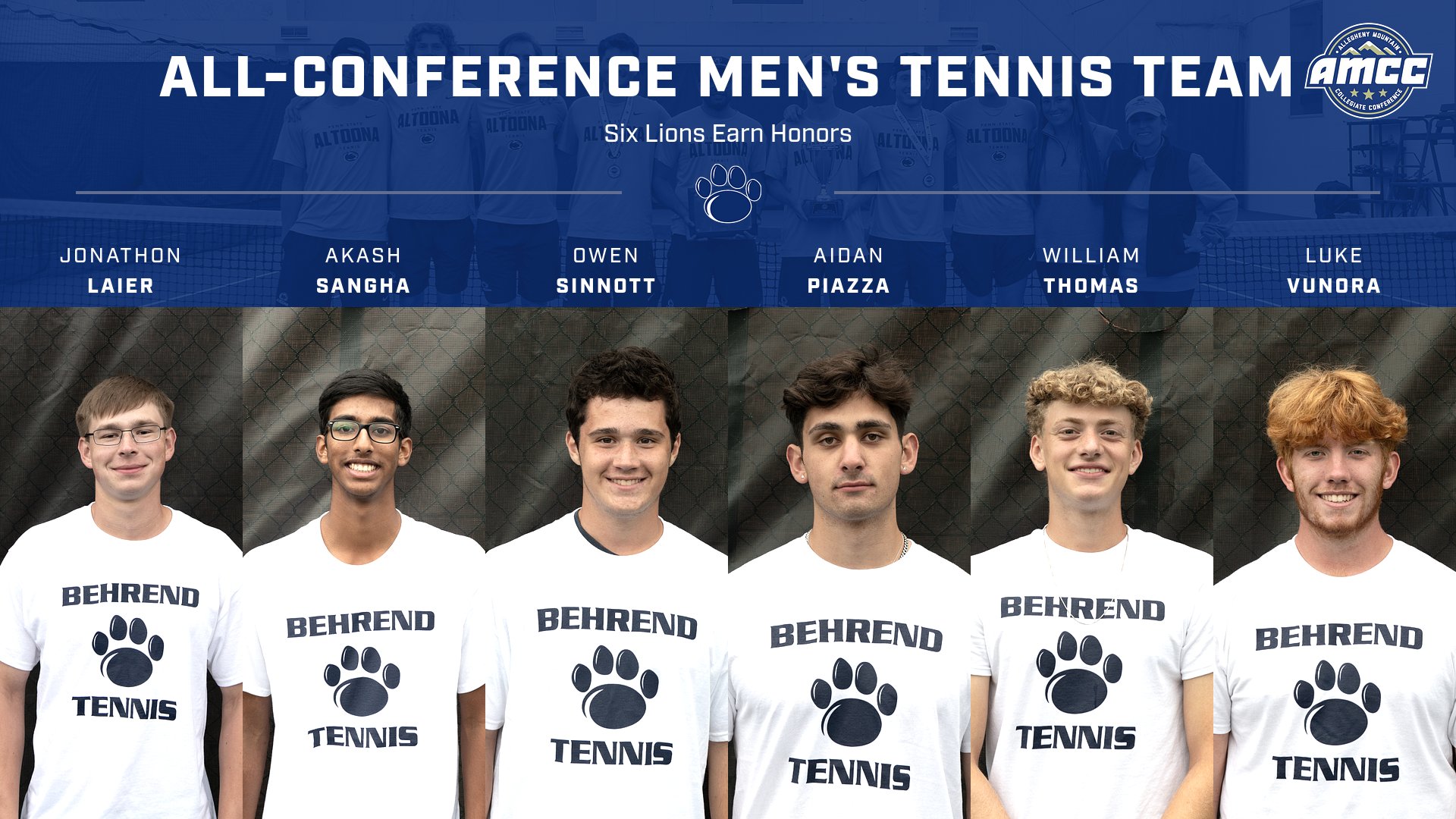 Laier Named Co-Player of the Year; Six Earn All-AMCC Men's Tennis Honors