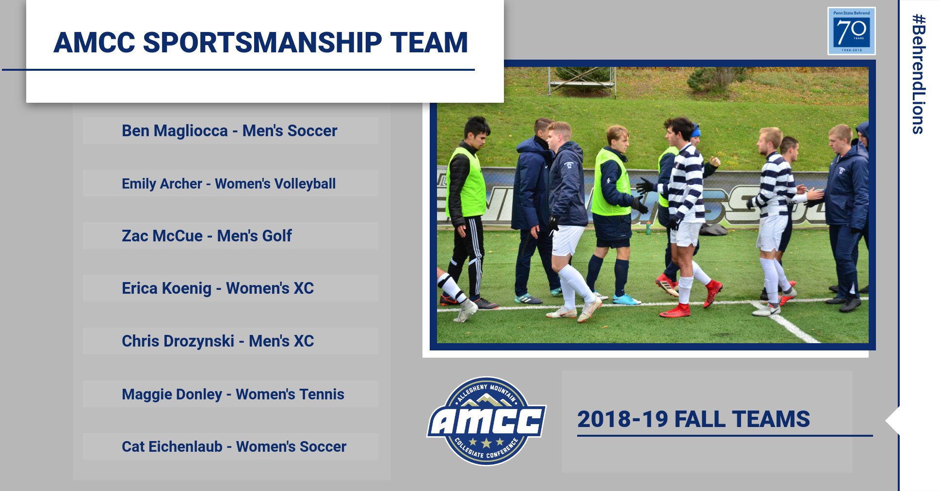 AMCC Announces Fall Sportsmanship Teams