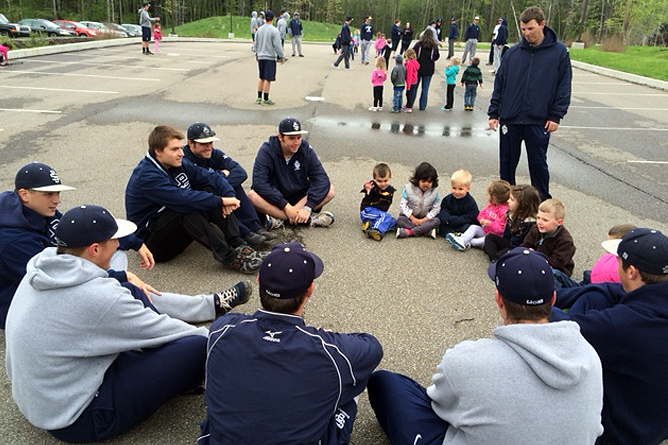 Behrend Baseball Visits Child Care Center