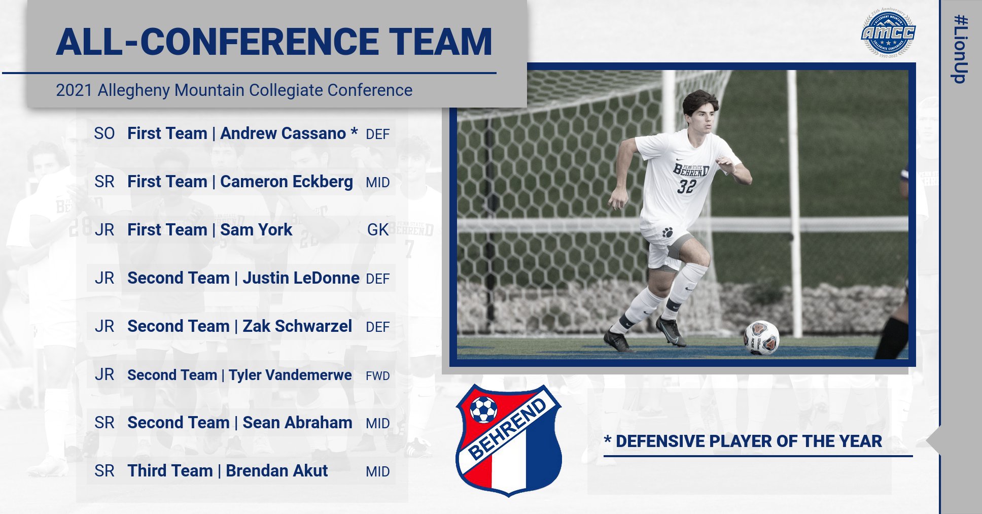 Cassano Tabbed Defensive Player of the Year, Joins Seven Others Named All-AMCC
