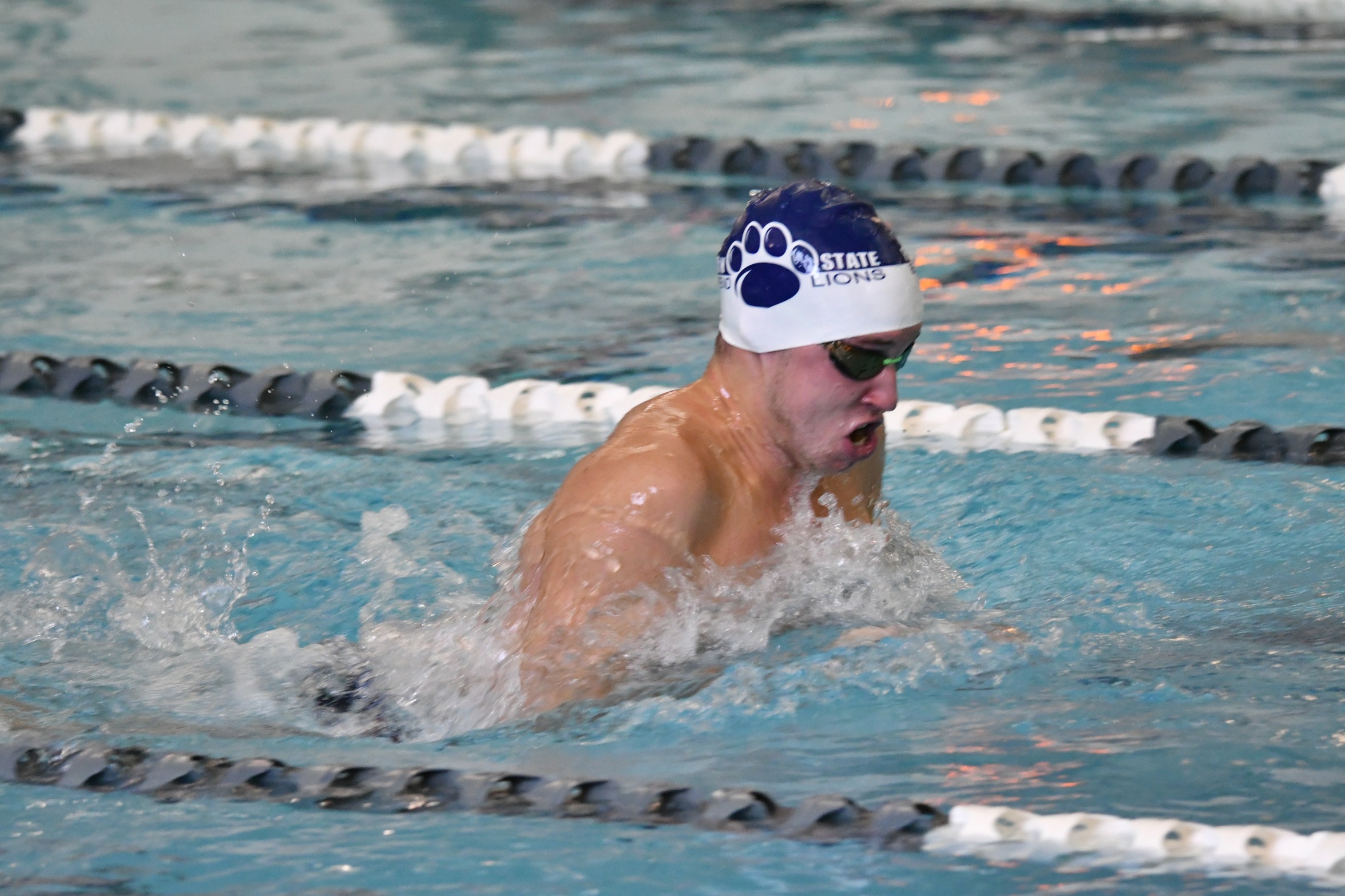 Men's Swimming Sets 12 Team Records; Lions Fall to Nazareth