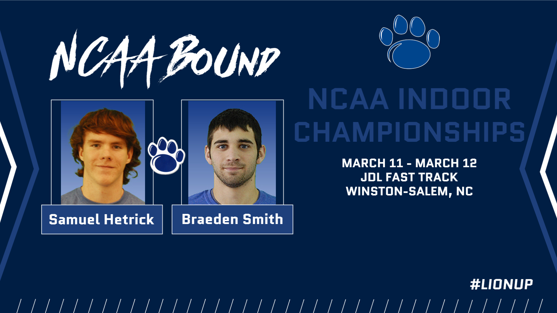 Hetrick and Smith Selected for NCAA Indoor Track and Field Championships