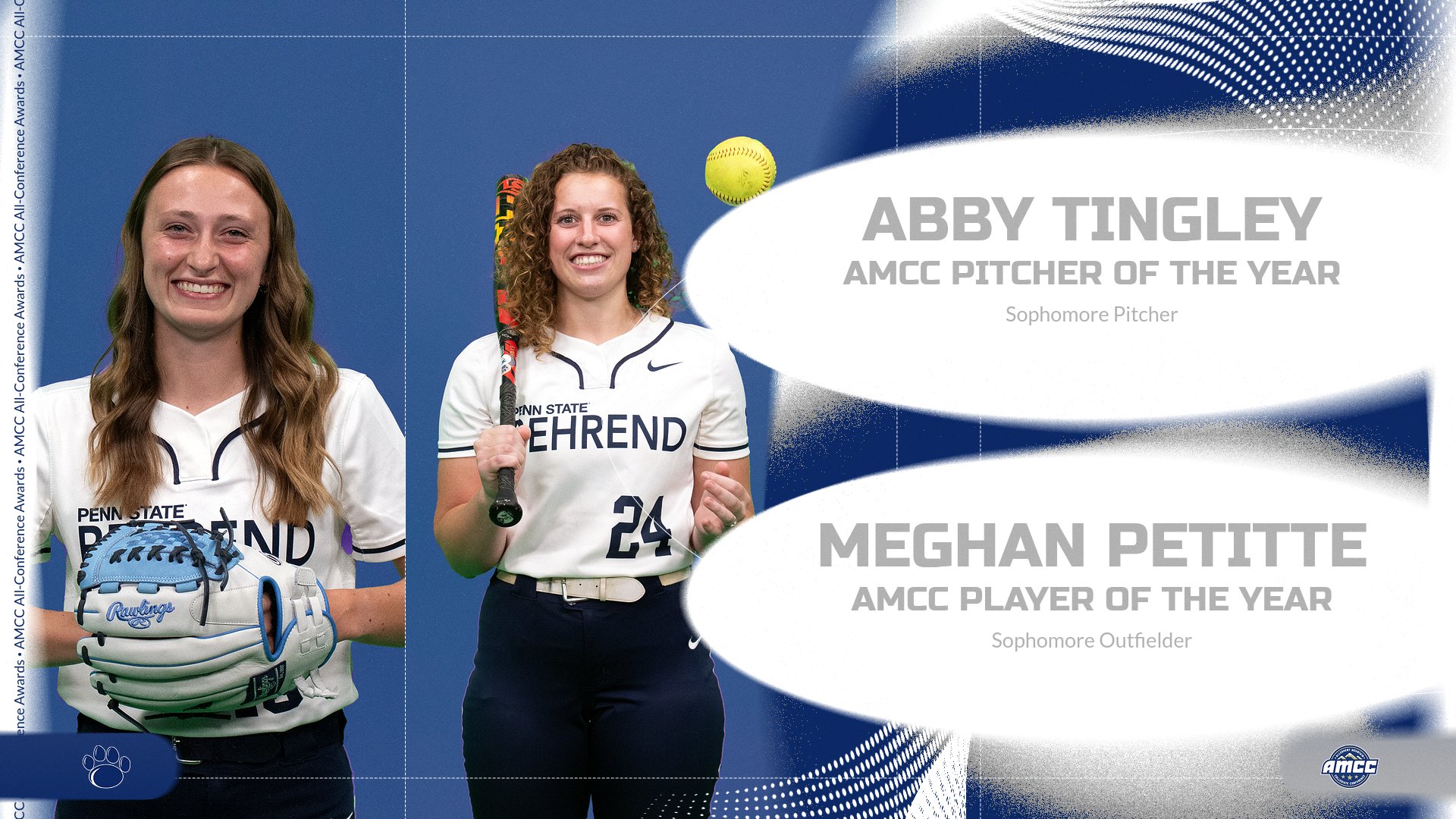 Petitte, Tingley Highlight All-AMCC Softball Awards; Gruber Named Coach of the Year