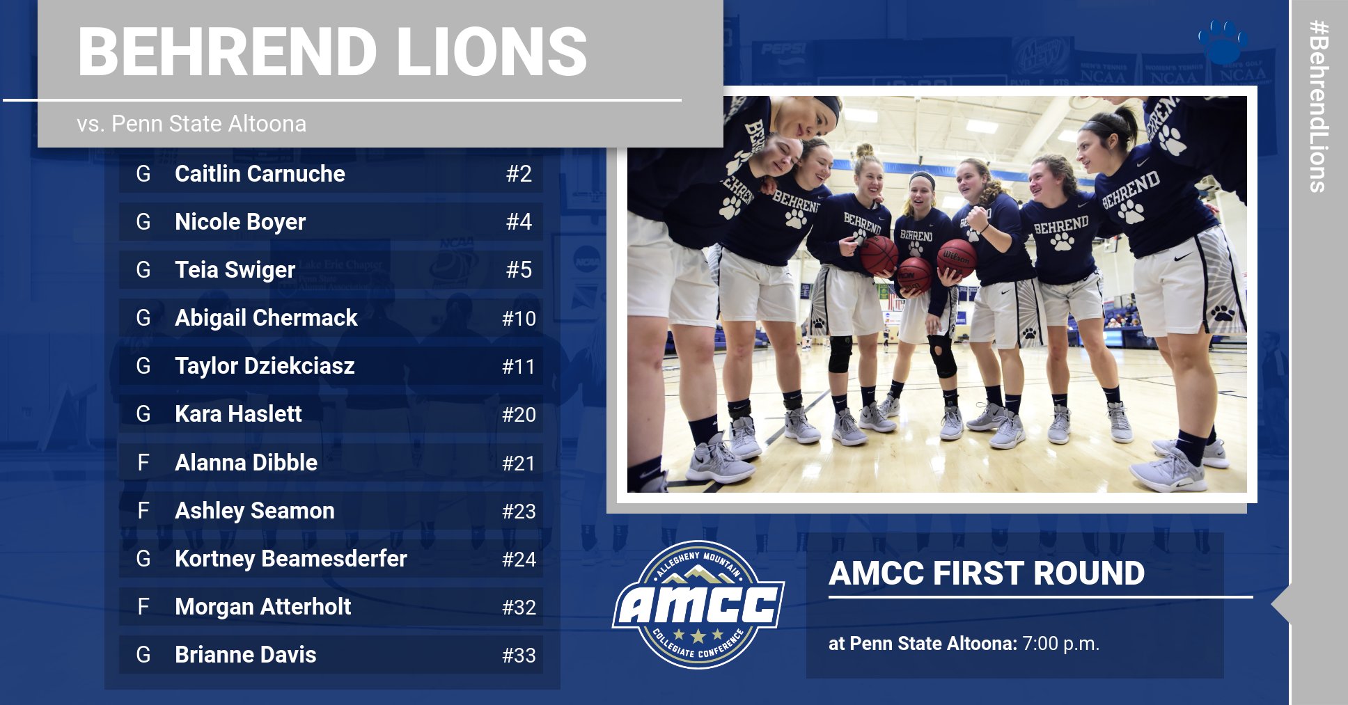 Lions Battle Penn State Altoona for First Round of AMCC Playoffs