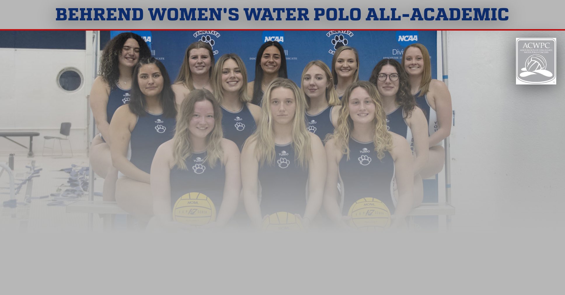 Behrend Women's Water Polo Honored For Academics